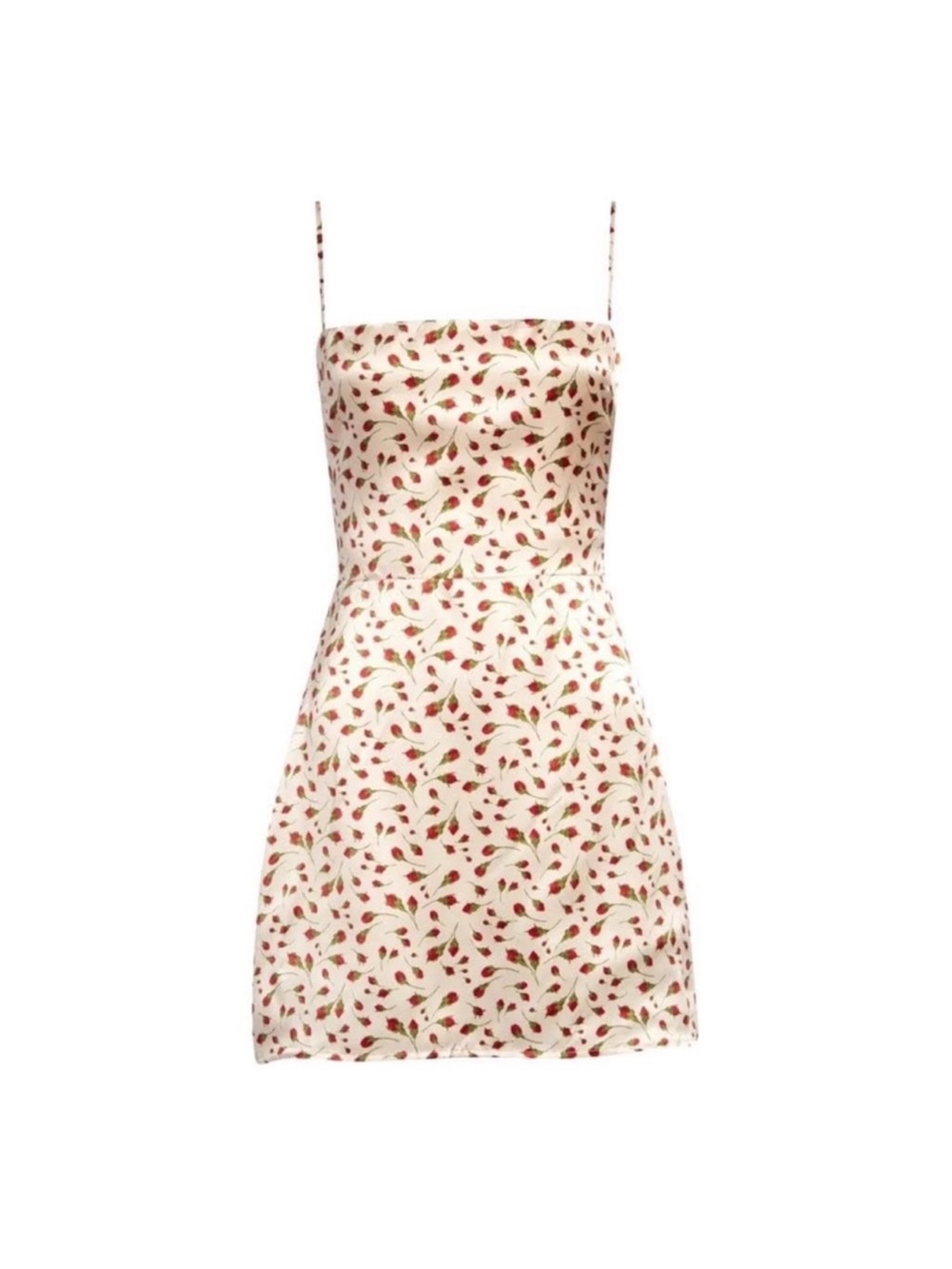 Reformation Cream Mini Dress with Red Cherry Print